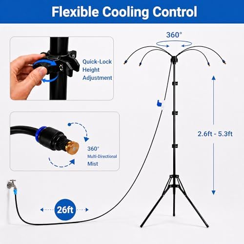 Standing Misters for Outside Patio, 5.3Ft Adjustable Misting System - Image 2
