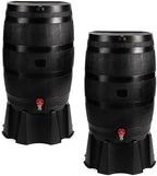RTS Home Accents 50-Gallon ECO Rain Barrel Made with 100% Recycled Plastic, Flat Back Rain Water Collection Barrel, Stand and Link Kit Included, Black (2 Pack) by RTSCompaniesInc