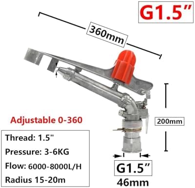 1pc Heavy Duty Zinc Alloy Rain Gun Sprinkler 1/2" to 2" 360° Rotary Irrigation Nozzle for Farm & Garden(Light Yellow) - Image 2