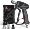 SITIMIMIL® Short Pressure Washer Gun Swivel Pro, Tangle-Free, Power Washer Gun with Self-Locking Spout Design, 3/8" QC Plug to M22-14/15mm (Brass, Stainless Steel, Grey Black) by SITIMIMIL