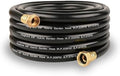 25FT PVC Hybrid Garden Hose, 5/8 in Black Hose, Brass Fittings by FangFarm