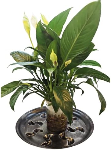4 Pack 14inch Decorative Sturdy Plant Saucer,Antique Silver Plastic Plant drip Tray Stylish Round Plant Tray - Image 5