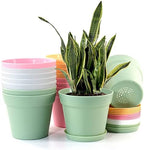WOUSIWER 16 Pack 6 inch Plastic Planters, Indoor Flower Pots, Heavy Duty and Stylish 6 Inch Plant Pots for Indoor Plants with Drainage Holes and Tray for Plants, Flowers, Colorful - Image 2