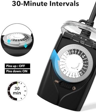 HBN Outdoor Timer Outlet Waterproof, 24 Hour Mechanical Light Timers for Electrical Outlets Outdoor Weatherproof, 4-Pack 2 Grounded Outlets for Christmas Lights, Pool Pump, 15A 1/2HP - Image 3