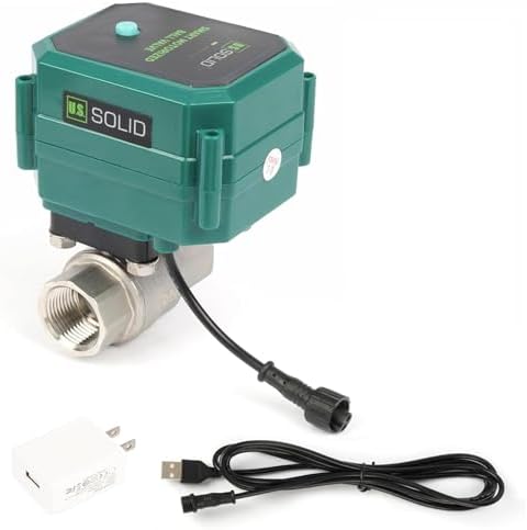 U.S. Solid 1 in Smart WiFi Motorized Ball Valve Brass NPT with App Control and Manual Switch 110V AC IP67 by USSolid