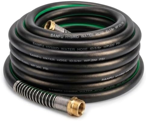 SANFU Hybrid Garden Hose 5/8-Inch x 50FT, RV Water Hose, Black Green by SANFU
