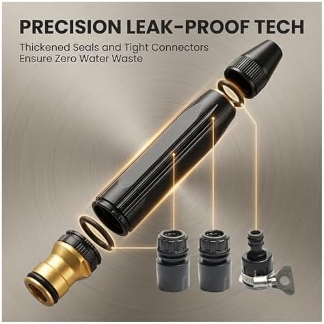 Heavy Duty Adjustable Hose Nozzle, 2026 High Pressure Jet Sweeper Spray Nozzle with Leak-Proof Design, Metal Garden Hose Sprayer for Car Wash, Lawn, Patio Cleaning, Garden(Black 1PC) - Image 6