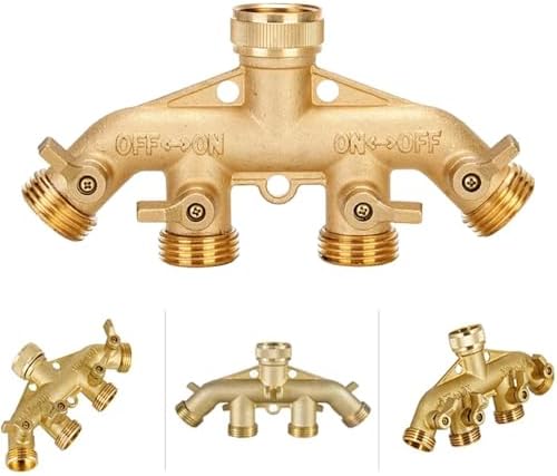 3/4 Inch 2/4-Way Brass Garden Hose Splitter Tap Y-Type Watering Connector Distributor for Outdoor Faucet(4wayEU) - Image 4