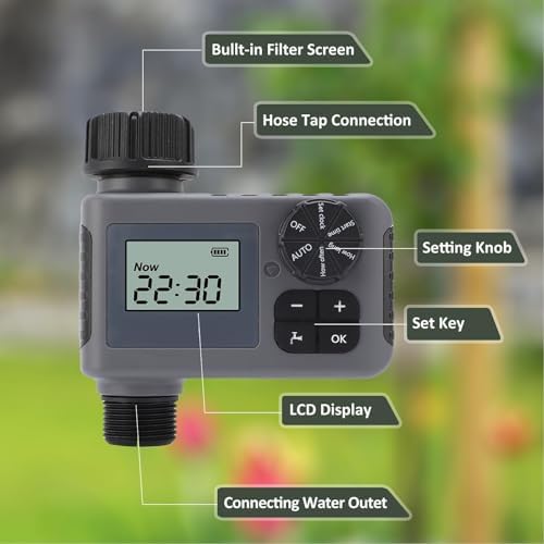 Sprinkler Timer Programmable Irrigation Controller with Manual Watering for Garden Soaker Hose Systems - Image 6