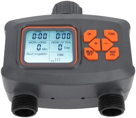 2 Zone Sprinkler Timer, 2 Outlet Hose Watering Timer with Rain Sensor Automatic Irrigation Controller with G3/4 Male to G1/2 Female Adapter for Lawn Garden Courtyard - Image 2