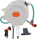 Garden Hose Reel Auto Rewind Retractable Any Length Lock Water Hose Reel with High Pressure Sprayer for Washing Car Cleaning Gardening Outdoor Use Plastic 340x160x310mm (20m) by Unknown