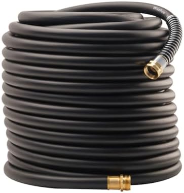 Wiseflow Garden Hose 150FT x 5/8", Heavy Duty Rubber Hose, Water Hose with Five Layered Braiding, Male Female Fittings, 1000PSI Burst, 300PSI Working for Yard, Car Wash, Pets (Black) by Unknown