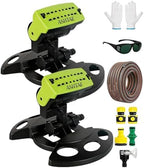 2026 Upgraded 16-Nozzle Oscillating Sprinkler with Dual-Zone Sprinkler Water Timer Heavy Duty Yard Irrigation Adjustable Rotating Lawn Coverage Tool for Outdoor Plants Automatic(2PCS Green) by Unknown
