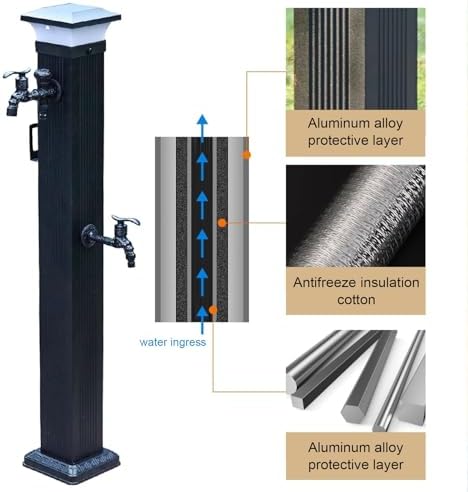 Solar LED Light Water Column, Vertical Garden Water Column, Freestanding Outdoor Faucet, Frost-Proof Fire Hydrant with Hose Holder for Gardening, School(60cm/23.6in) - Image 5