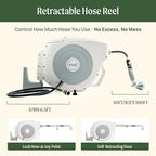 Vego Garden Hose Reel Retractable Hi-Flow Wall Mounted Hose Reel Automatic Rewind, Any Length Lock with 9 Patterns Sprayer Nozzle, Quick Connector and Adjustable shot Nozzle (Seaweed Green, 100ft) - Image 4