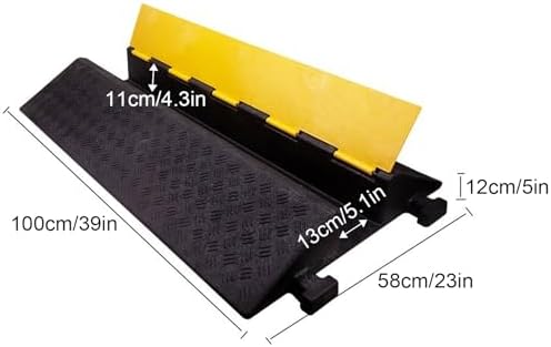 Cable Protector Ramp, Hose Protector Ramp with Flip-Open Top Cover, Modular Cable Ramps Rubber and Plastic, 1102 Lbs Load Capacity(100 * 58 * 12cm/39 * 23 * 5in) - Image 2
