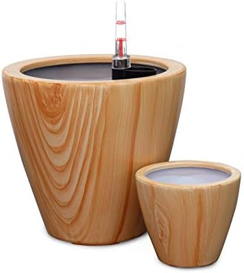 10 in Self-Watering Planters, 10 Inch, 2-Pack, Light Brown - Image 2