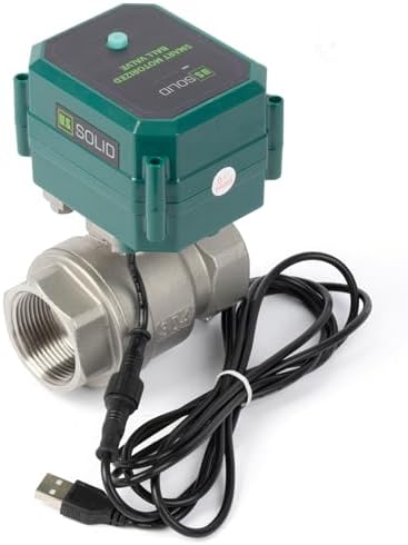 U.S. Solid 1-1/4" Smart Motorized Ball Valve - Remote App Mobile Control NSF Certified 304SS Electrical Ball Valve with Manual Switch, 5V DC USB Connection - Image 2