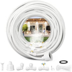 Misting Systems White, Outside Patio Misters, 100FT Misting Cooling System+30 Brass Mister System+2 PE Antioxidant Adapters 3/4"+2 Tee Adapters+2 90 Degree Elbows for Pasture&Garden&Gazebo (White) by MISSIGO