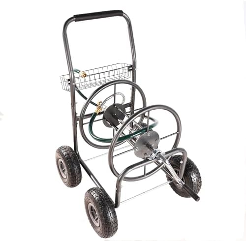 Reel Cart 4 Wheels PortableReel Cart with Storage Basket Rust Resistant Heavy Duty Water Hose Holder - Image 5