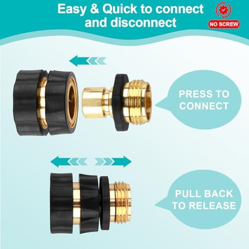 Quick Connect Hose Fittings Male and Female Set, 3/4 Inch Aluminum Garden Hose Fitting Quick Connector with Rubberized Grips, Water Hose Connector for Garden (6 Set) - Image 6