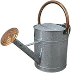 Plexon Large Metal Watering Can Outdoor 2 Gallon - Flower Plant Gardening Garden Watering Can Pot, Bronze Galvanized Steel Handles and Removable Spray Spout, Silver by Plexon