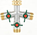 Love is War Brass 3 Way Garden Hose Splitter with Individual Shut Off Valves, Heavy Duty 3/4 Inch Outdoor Water Hose Connector Splitter for Garden Faucet Spigot by Unknown