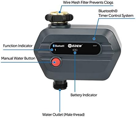 Eden 25441 1-Zone Bluetooth Water Timer for Smart Irrigation - Remote Control via App, Customizable Scheduling, and Water Delay Setting - Image 4