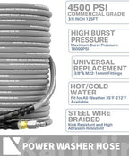 Pressure Washer Hose 125FT 3/8" Steel Wire Braided Swivel Quick Connector - Image 2