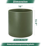 D'vine Dev Plastic Planter Pot with Saucer, 16 in, Olive, 74-X-I-5 - Image 3