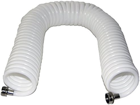 SpringHose Drinking Water Safe Coil Hose Flexible Recoil Garden Hose - Lightweight Corrosion Resistant Coiled Garden Hoses, Retractable White Garden Hose 3/8 in by 50-Foot Made in Canada by Plastair