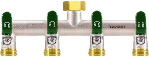 4 Way Garden Hose Splitter, 3/4" GHT Water Spigot Splitter(Green) by Yayamz