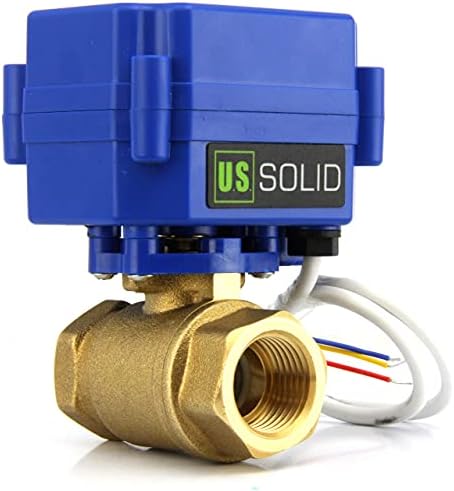 U.S. Solid 1/2" NTP Brass Motorized Ball Valve, Full Port, 9-24V AC/DC, 3-Wire Latching (Self-Hold) Control - Image 2
