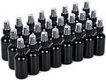 2oz Glass Spray Bottle, Fine Mist Boston Glass Bottles with Black Fine Mist Sprayer Small Clear Bottles for Essential Oils, Bath, Beauty, Hair & Cleaning, UV Black, Pack of 24 by YONKAN