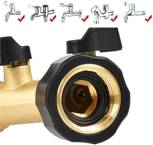 Garden Hose Splitter Hose Splitter Multi-Tap Connector 2 Way Garden Water Adaptor Y-Way Distributor Faucet Independent(Brass 2pcs) - Image 4