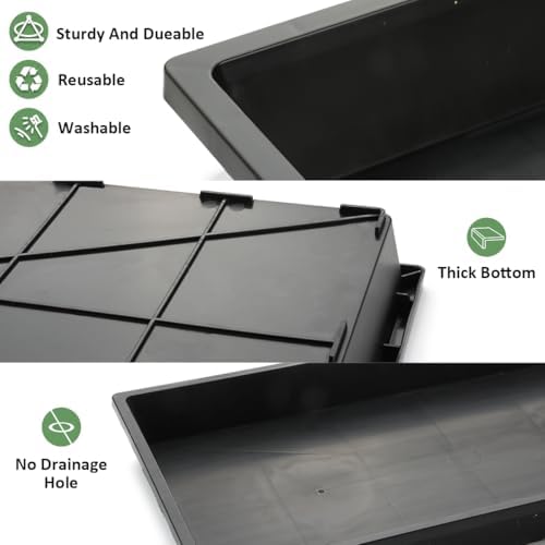 RooTrimmer 1020 Nursery Pot Trays 5 Pack, Plastic Flat Seed Starter Tray, Reusable Seedling Starting Tray for Holding and Carrying Plant Pots (Black) - Image 4