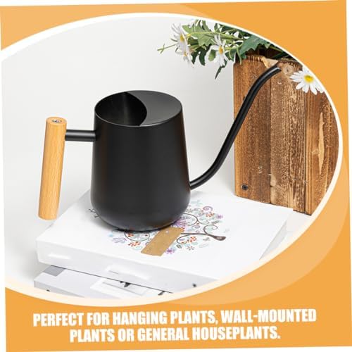 Mipcase 2pcs Indoor Watering Can Spout Metal Pot for House Plants and Flowers Capacity for Indoor Gardening Black Wooden Handle - Image 7