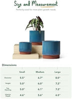 LE TAUCI Ceramic Pots for Plants, 8+6.7+5.5 Inch Plant Pots Indoor, Flower Pot with Drainage Holes, Medium Cylinder Planters for Indoor House Plants, Set of 3, Blue - Image 6