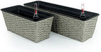 Planters, Self-Watering Rectangle Wicker, 2-Pack, 23 Inch, Gray - Image 3