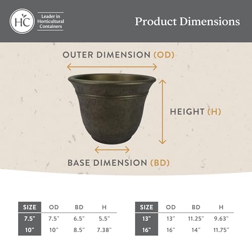 The HC Companies Sierra Round Self-Watering Pot - Lightweight Plastic Planter for Herbs & More - Durable Plant Pots for Indoor Plants & Outdoor Plants (16” Celtic Bronze, Pack of 2) - Image 5