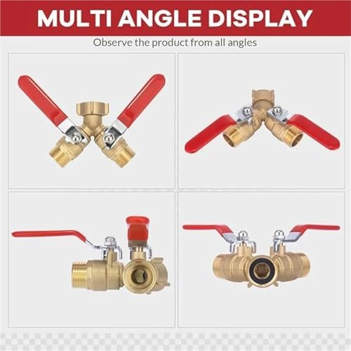 Hose Splitter 2 Way Heavy Duty Brass Garden Outdoor Full Flow Connector,Y Valve 3/4 Inch GHT Thread - Image 4