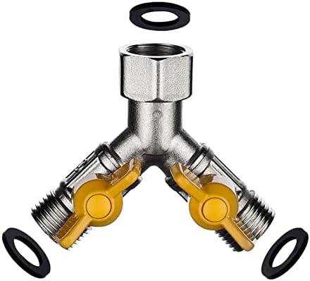 Heavy Duty Brass Y-Hose Splitter, Garden Hose 2 Way Splitter, Y Splitter Hose, Lawn Hose Splitter Spigot Adapter with 2 Valves, for Greenhouse, Agriculture by Unknown