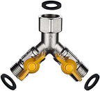 Heavy Duty Brass Y-Hose Splitter, Garden Hose 2 Way Splitter, Y Splitter Hose, Lawn Hose Splitter Spigot Adapter with 2 Valves, for Greenhouse, Agriculture by Unknown