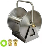 Stainless Steel Garden Hose Reel,Wall/Floor Mounted Metal Water Hose Reel, Portable Garden Hose Reel Heavy Duty Water Hose Holder & Storage Holds for Garden Outdoor Gardening by HMDX