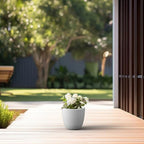 Kante Small Round Bowl White Concrete Planter 10" Dia, Outdoor - Image 4