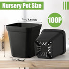 RooTrimmer 5 Pack Soil Blocking Trays with 2.8 inch (7CM) Square Nursery Pots 100pcs, Plastic Flat Plant Tray for Holding or Collecting Drainage Water, Seed Starter Tray for Seed Germination (Black) - Image 3