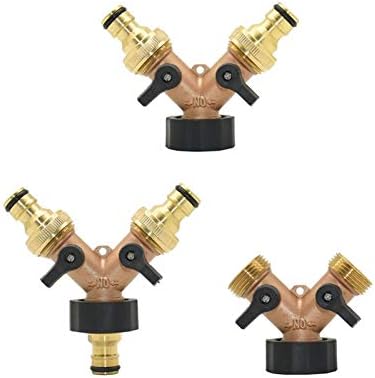Garden Connector Adapter Brass 2-way Garden Faucet Female Thread 3/4 Y Irrigation Valve Manifold Quick Connector Garden Hose Manifold 1 Set (Color : BSP B) - Image 2