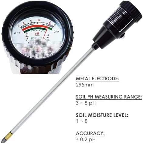 Soil PH Meter, Soil Moisture Sensor Meter Tester Kit Tools, Durable Soil Meter, with 295Mm Long Electrode Probe, Soil Probe Sensor, for Indoor & Outdoor Gardens Plants - Image 2