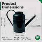 Galvanized Iron Watering Can for Indoor Plants, Bowl Watering Cans for House Plant Garden Flower, Long Spout Water Can for Outdoor Watering Plants 8.71L 2.3 Gallon Silver - Image 2
