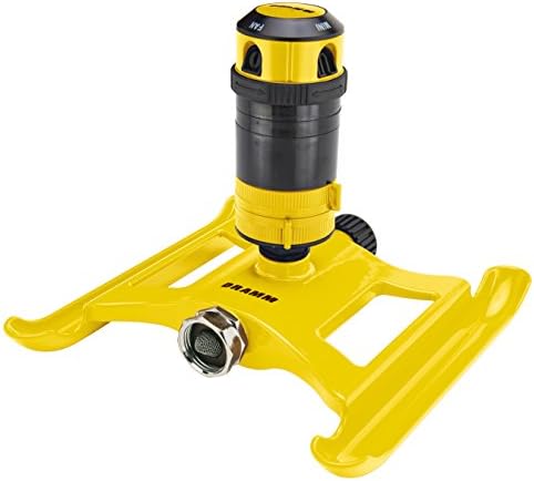 Dramm ColorStorm Gear Drive Sprinkler on Heavy Duty,Durable Metal Base, 4 Patterns, Ideal for Small, Medium & Large Areas with Pass Through Feature, Yellow, 40 Foot Diameter by DRAMM